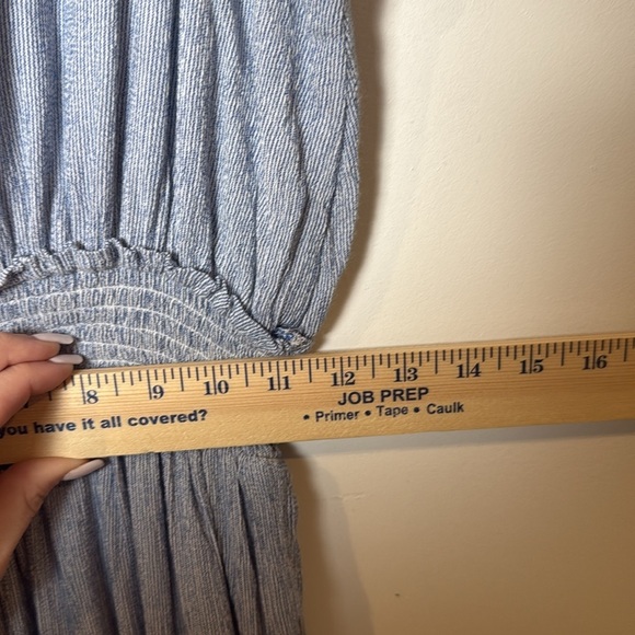 For the Republic Striped Sleeveless Jumpsuit with Pockets Blue and White size L - Picture 8 of 9